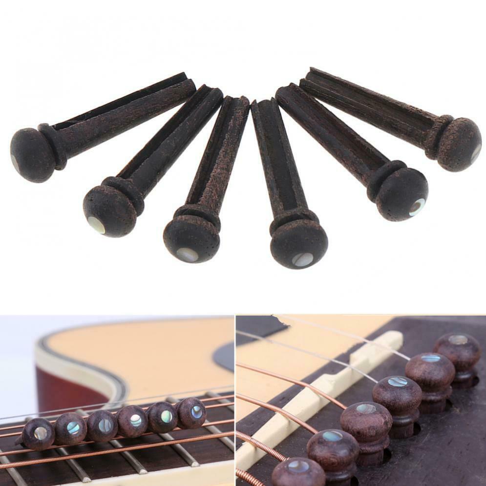 6pcs Rose Wood Folk  Acoustic Guitar Bridge Pins Plastic String End Peg Pack