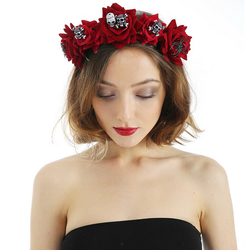 Rose Flower Floral Hair Crown Headband Halloween Day of the Dead Party Headdress