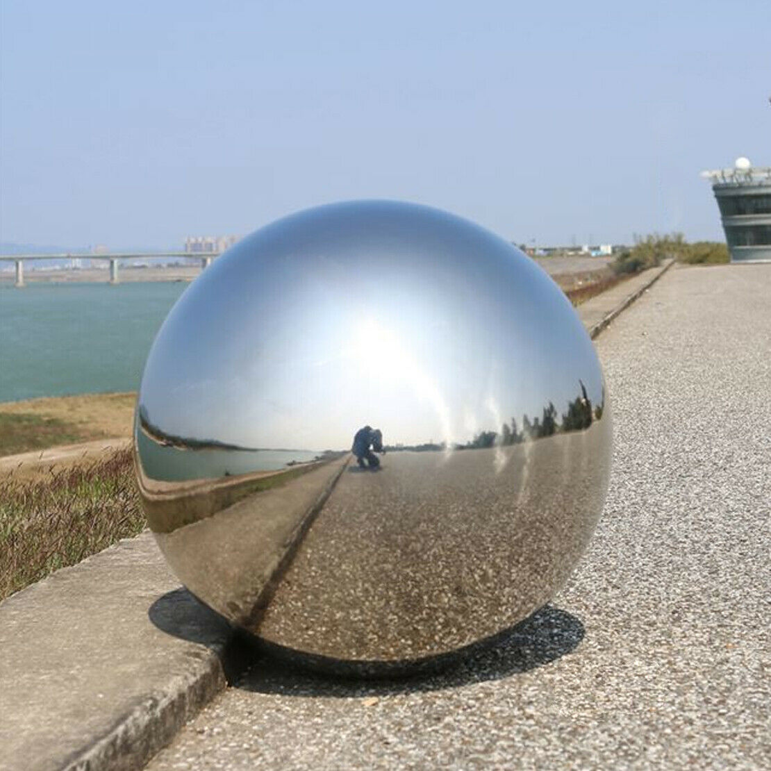 250 mm Stainless-Steel Mirror Sphere Hollow Ball Home Garden Ornament Decor