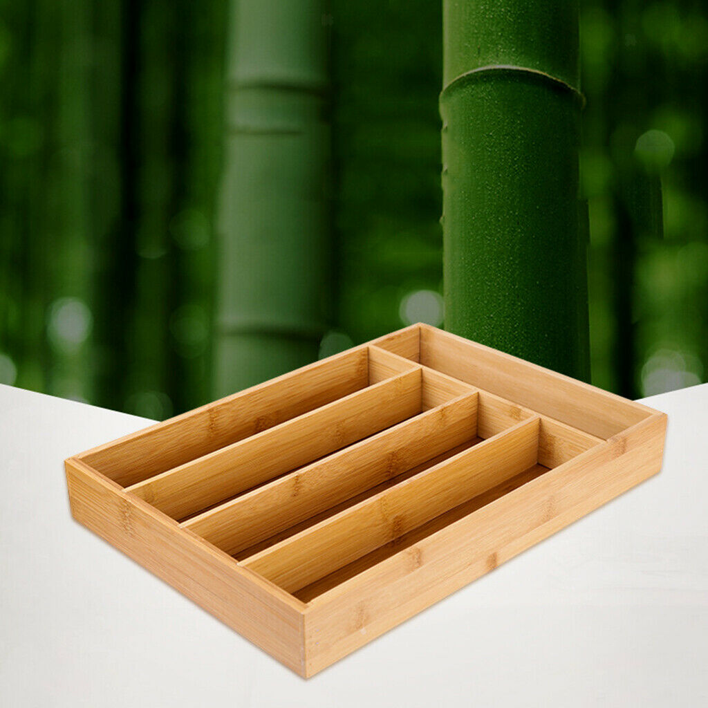 Bamboo Utensils Drawer Organizer, Cutlery Utensil Silverware Tray, Perfect for