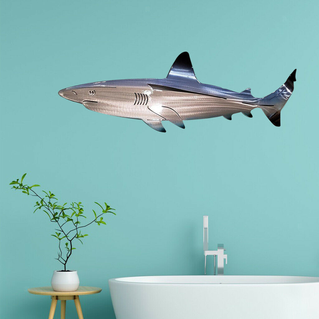 2x Large Metal Shark Wall Decor Outdoor Art Hanging Wall Sculpture Home Bedroom