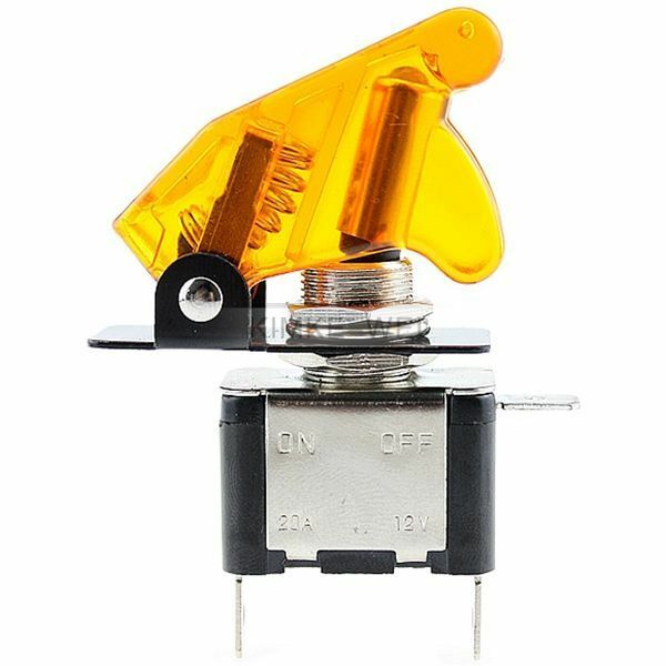 5x Yellow LED Illuminated Toggle Rocker Switch With Cover For Car Boat 12V 20A