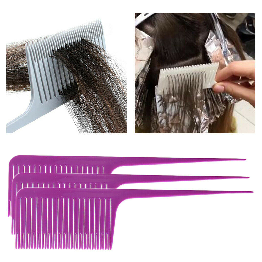 3x Plastic Heat-resistant Weave Highlight Foiling Hair Comb for Salon Combs
