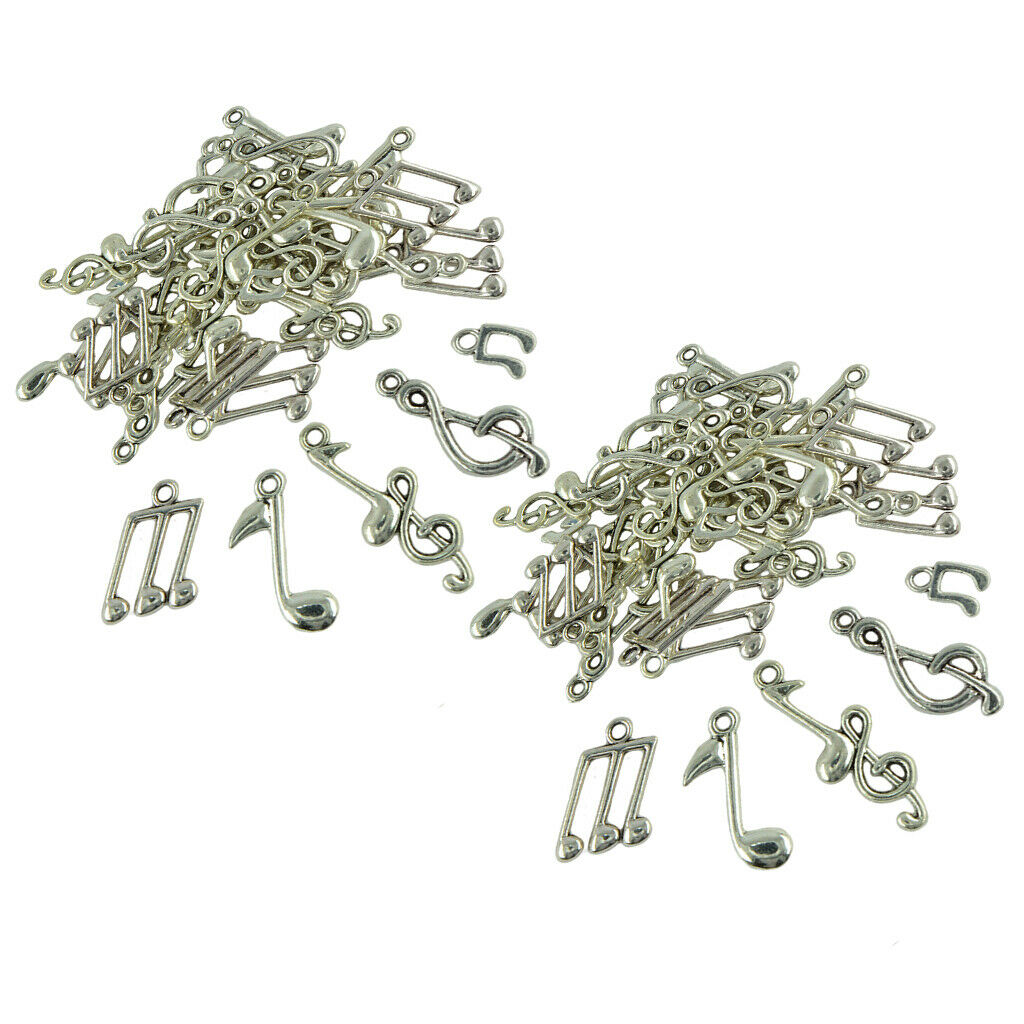 80pcs Charms Music Note Symbol Pendants for Necklace Bracelet Jewelry Crafts