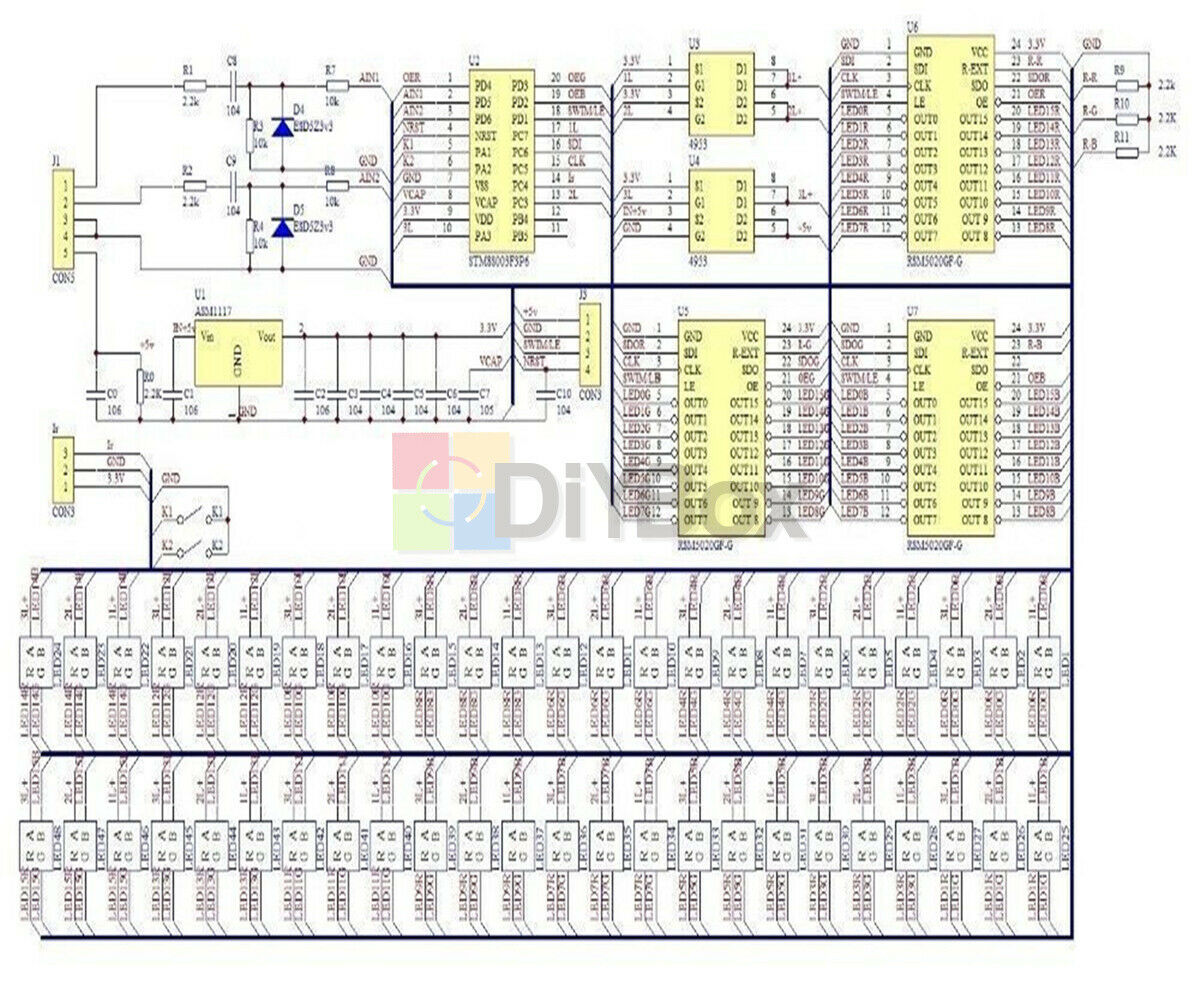 RGB 24 LED MCU Display Pattern Dual Channel Level Indicator Meter For Amplifier