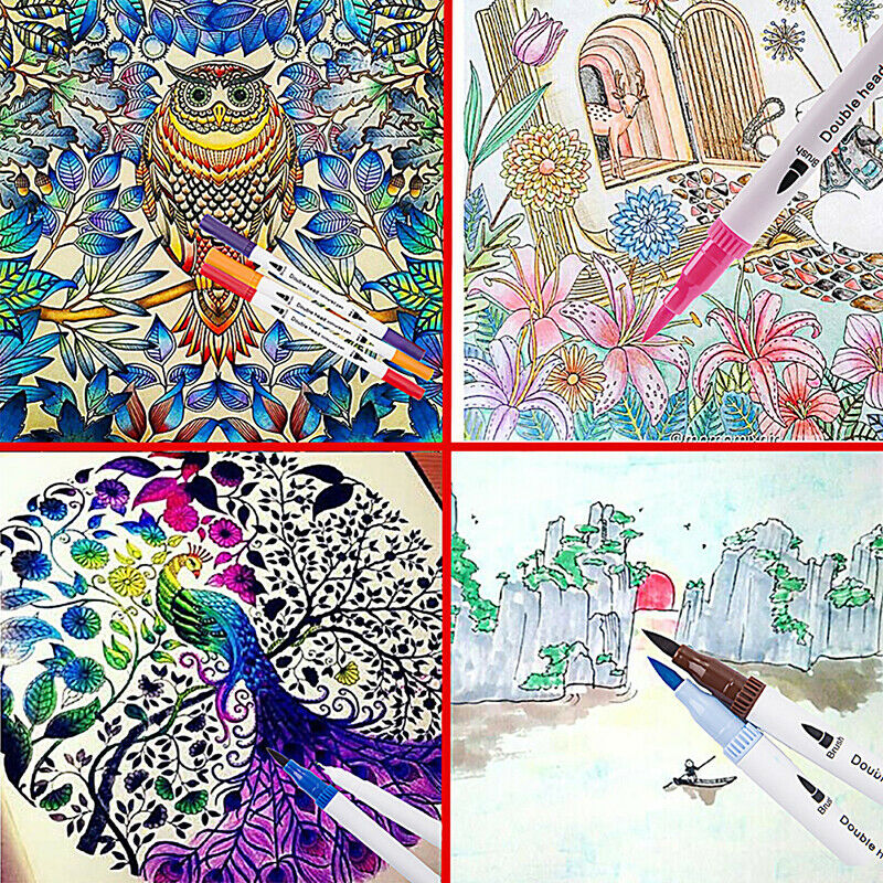 12Pcs Colored Art Sketching Markers Drawing Set Double-head Watercolor PaintFCA