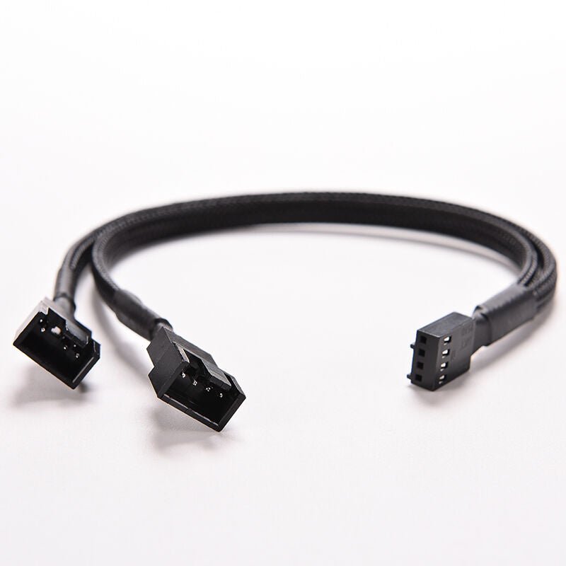 Black 4Pin PWM To Dual PWM Computer Case Fan Power Sleeved Y-Splitter Cable BjDD