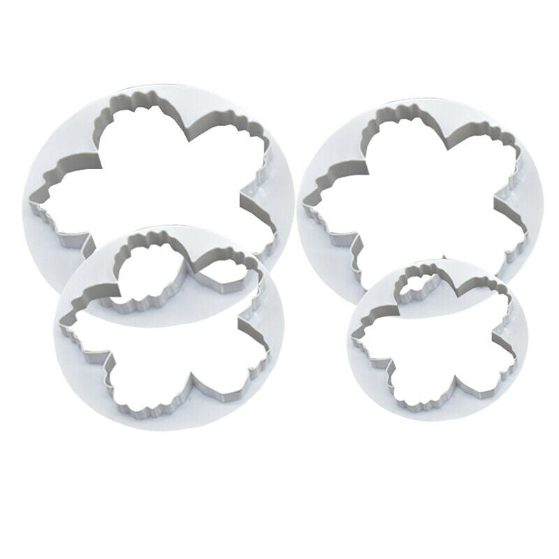 4PCS/set Peony Flower Mould Plastic Cutter Sets Fondant Mold Cake Too.l8