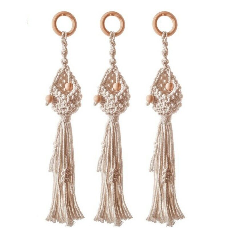 3Pcs Macrame Plant Hanger Cotton Linen Flower Basket Lifting Rope Hanging BaJ8X7