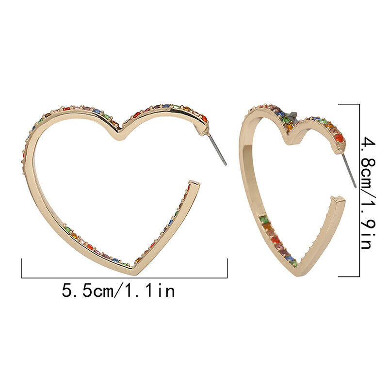 Fashion Crystal Rhinestone Heart Earrings Drop Dangle Earrings Women Jewe.l8