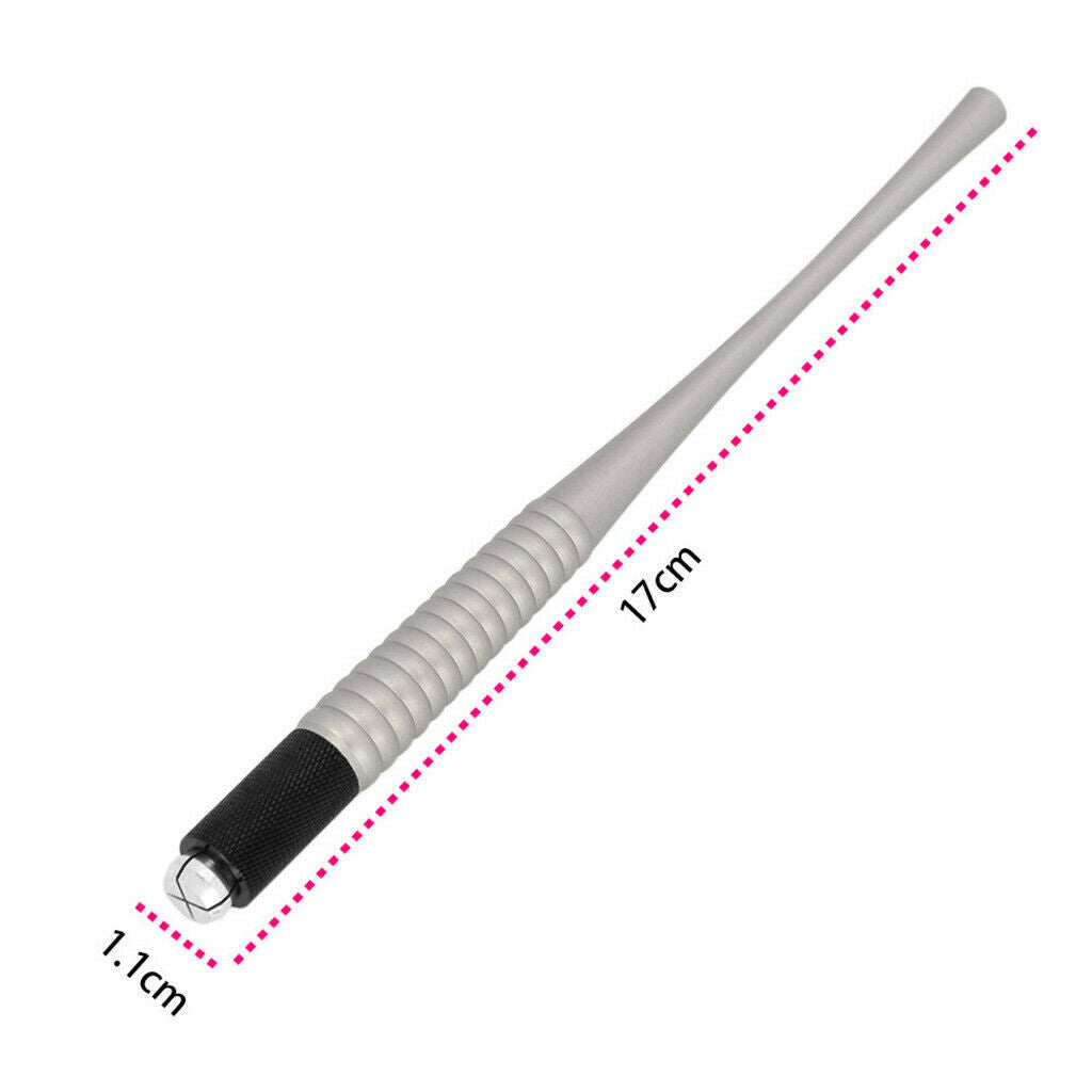 Stainless Steel Manual Tattoo Pen Permanent Microblading Eyebrow Tool - Grey, as