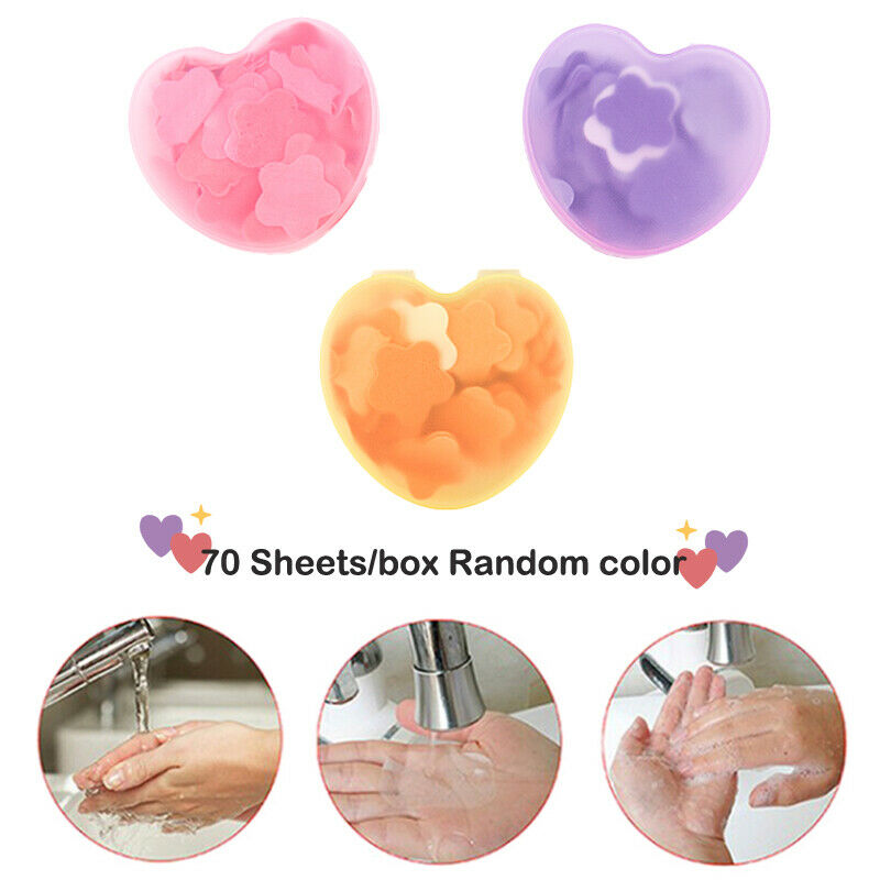 70Pcs Disinfecting Paper Soap Washing Hand Slice Sheets Portable Soap Case Pa DF