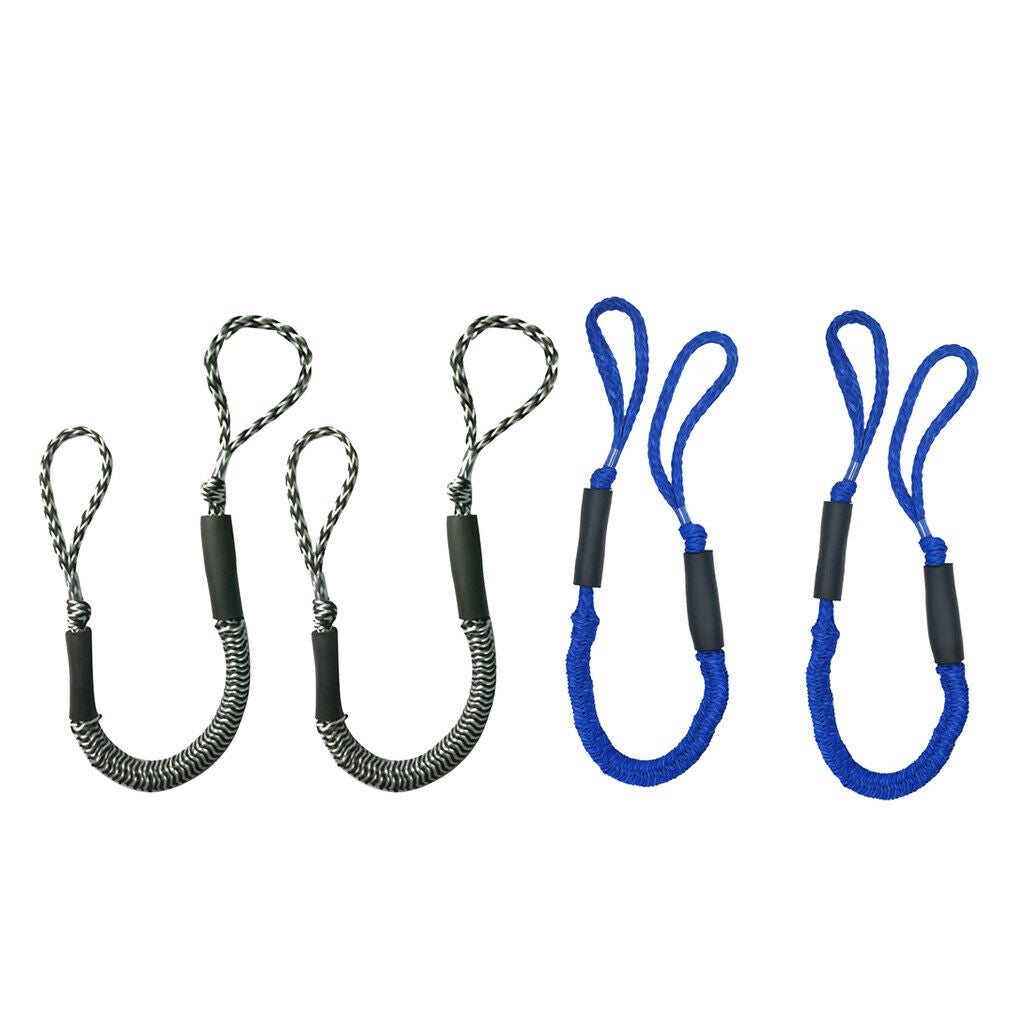 4 Pack Bungee Stretching Dock Lines 4ft Mooring Rope for Boat Jet Ski PWC
