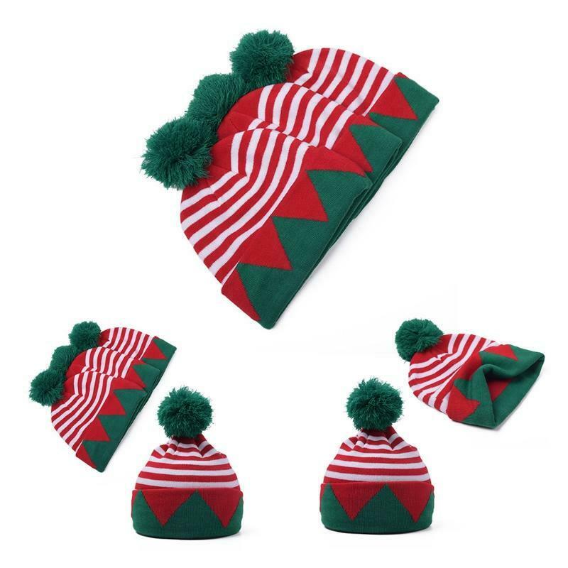 Ladies Men Wool Red green Hat Xmas Hat Santa Secret Hat Santa Xmas Hat pompom