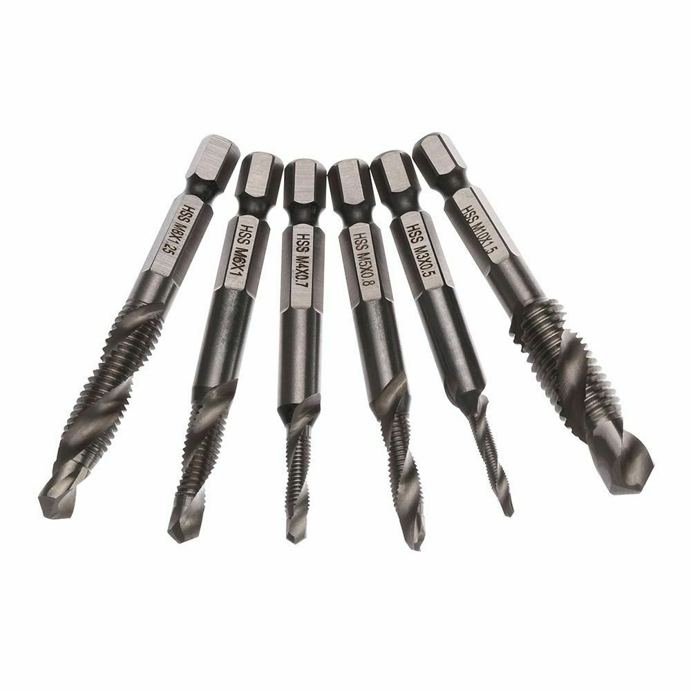 Durable Spiral Screw Tap HSS Drill Bit Hex Metric Shank Composite Tap Thread