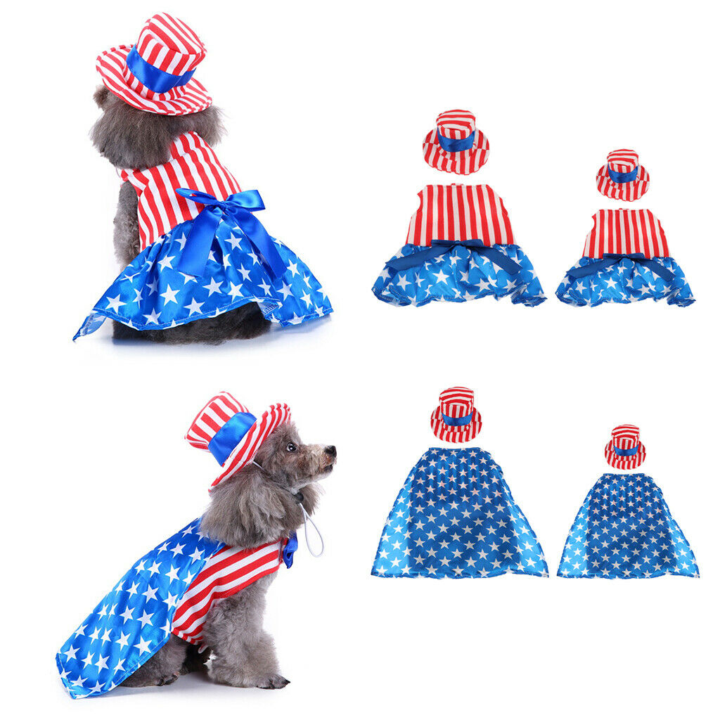 Pet Dog Cat American Flag Party Female Suit Costume Fancy Dress Outfit S