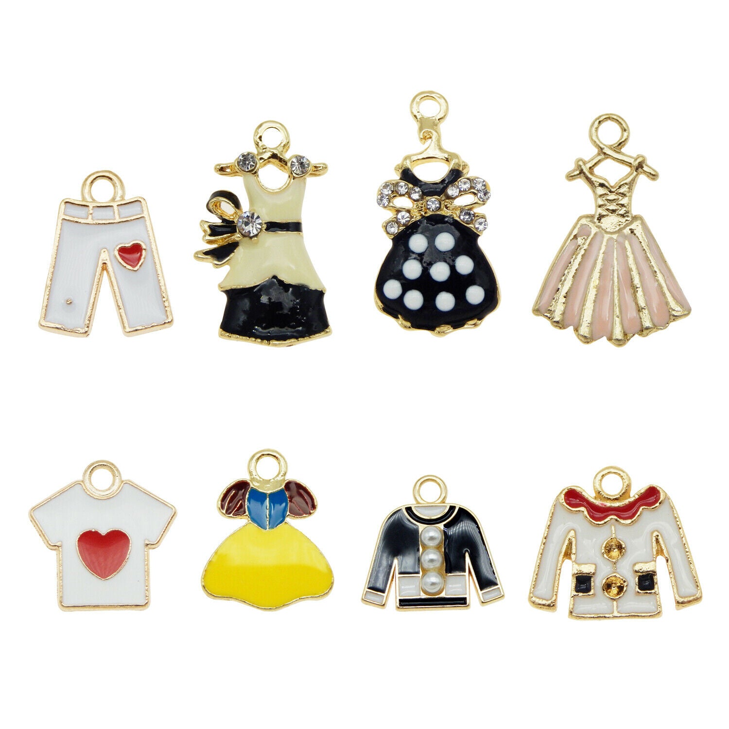 8 Mix Clothing Dress Charm Enamel Costume For Pendant DIY Jewelry Crafts 1-3cm