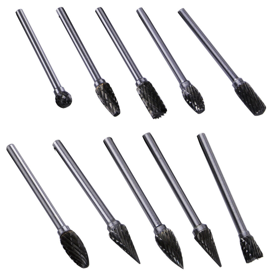 1/8''Shank Tungsten Carbide Burrs Hard Metal Drill Bit Files for Rotary Tool as