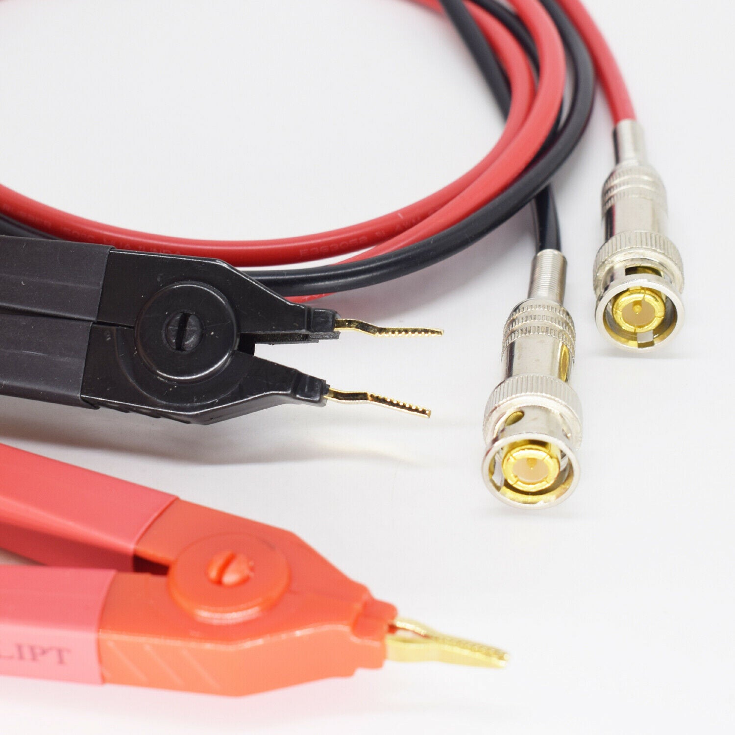 1pair 1.2M/4FT BNC Male To Kelvin Clip for LCR Meter Probe Test Cable R+B