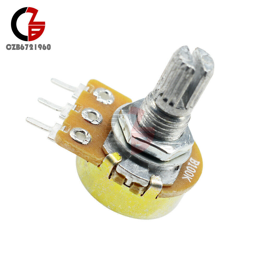 10PCS B100K OHM Linear Taper Rotary Potentiometer WH148 15MM Shaft 3 Pins