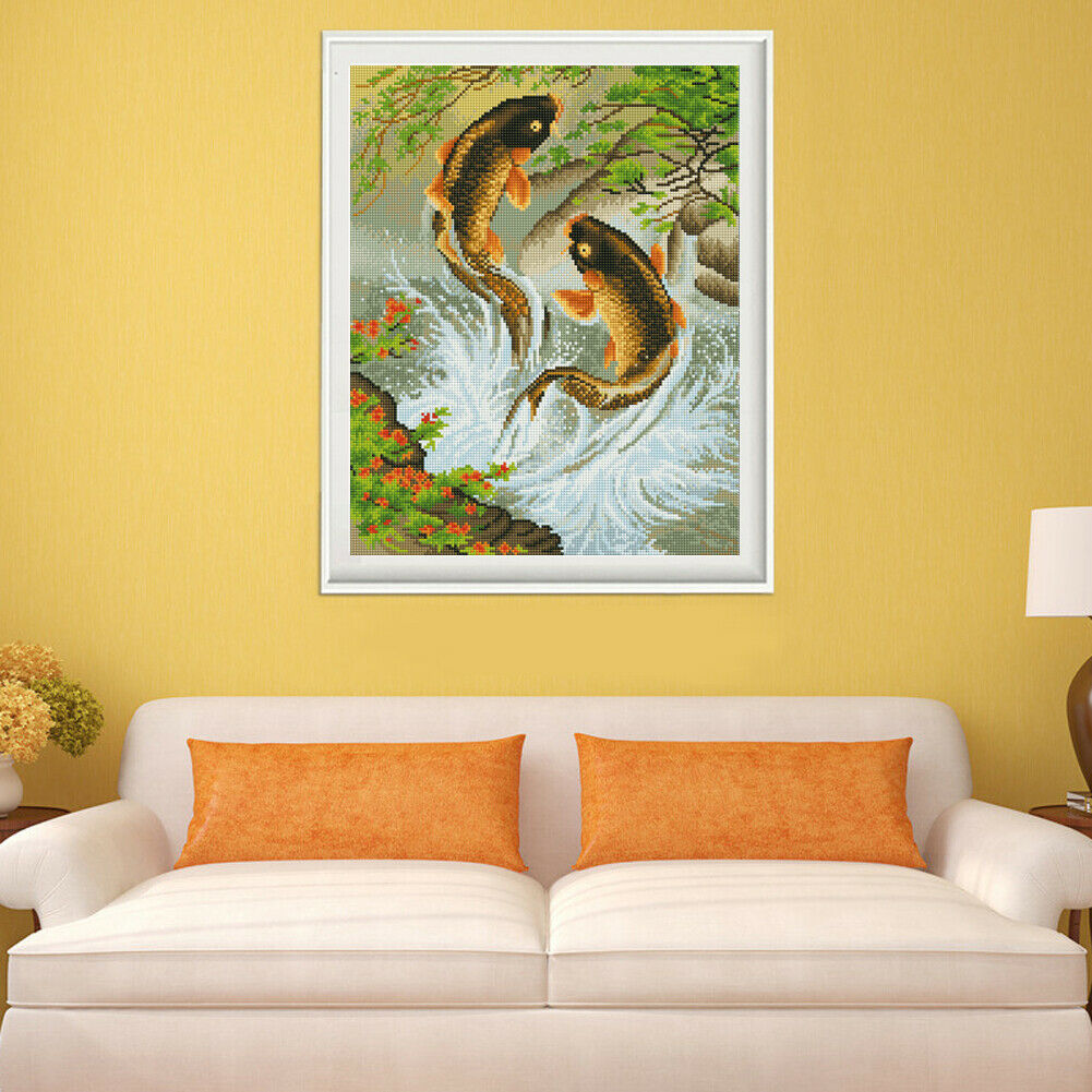 Fishs 5D Round Diamond DIY Painting Embroidery Craft Kit Home Decor Gifts @