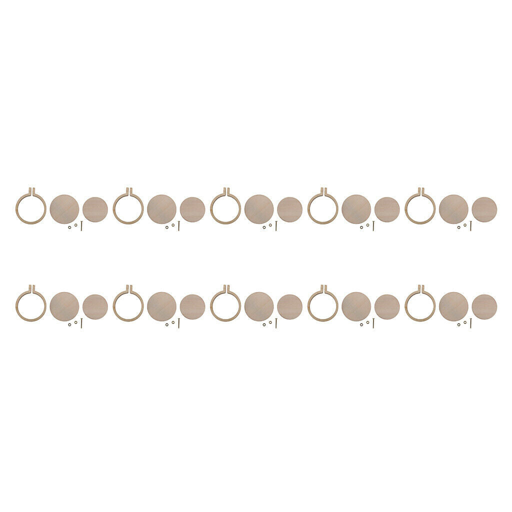 10pcs Wooden Bamboo Circle Cross  Embroidery Machine Sewing Craft DIY 4.7x4cm