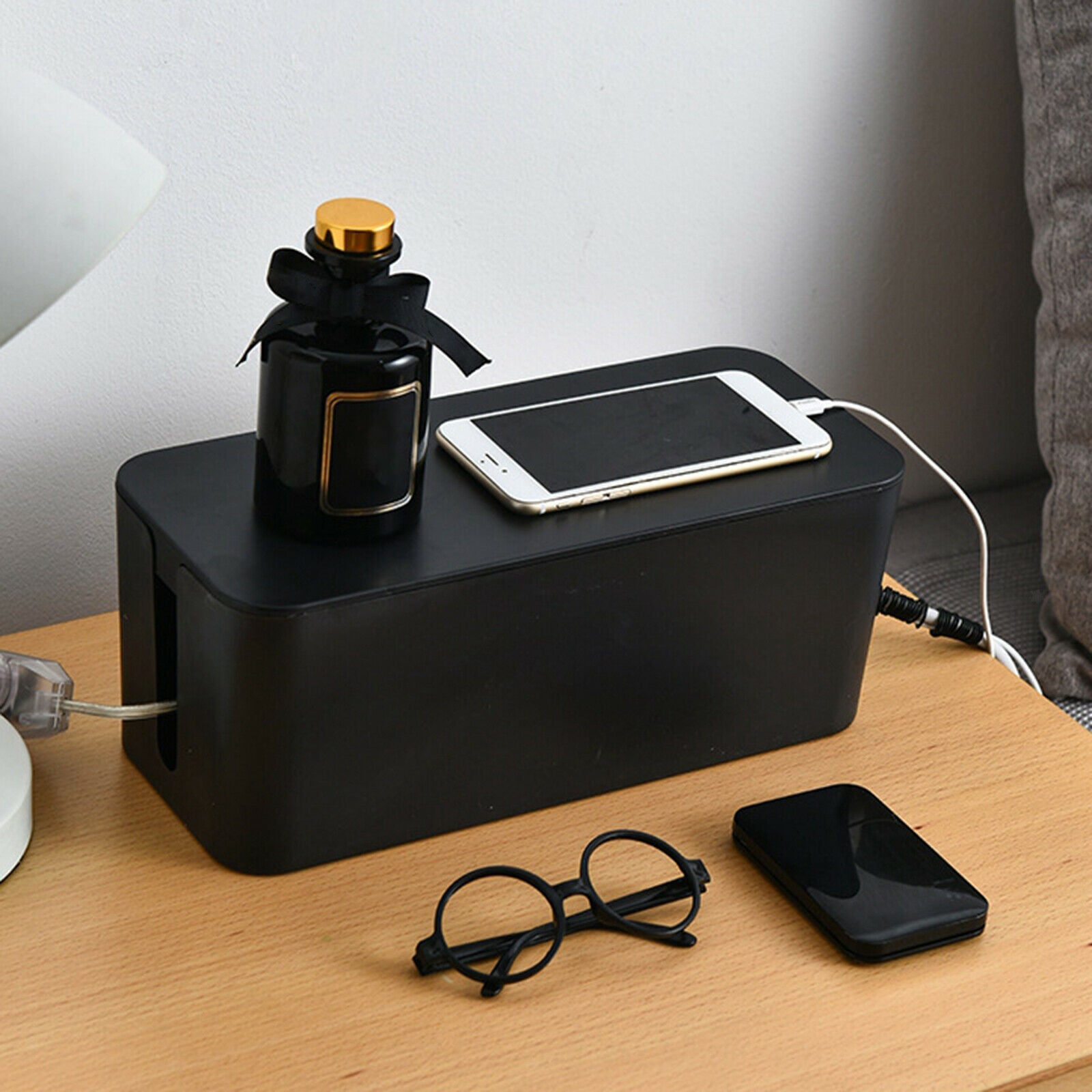 2X Multi-purpose Cable Tidy Case Management Cord Organizer Wires Keeper Black L