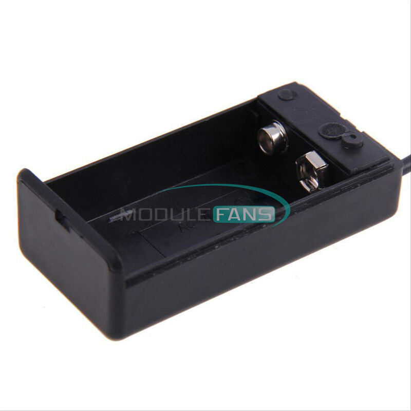 DC 9V PP3 Battery Holder Box Case Wire Lead ON/OFF Switch Cover + 2.1mm Plug New