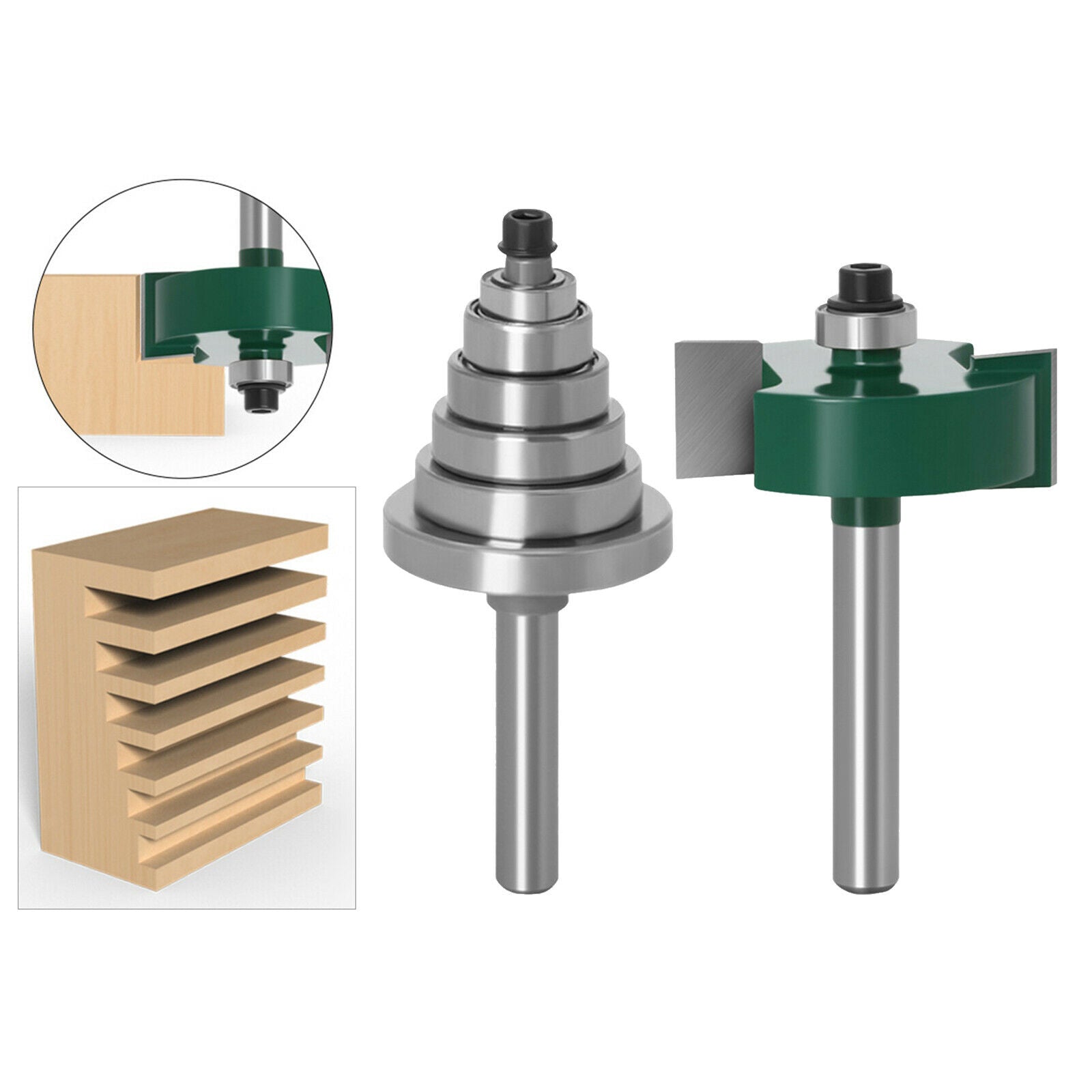 1/4" Shank Rabbet Router Bit 6 Adjustable Bearings Set Tools Heat-Resistant