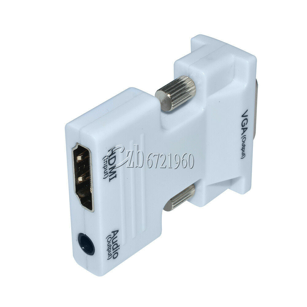 HDMI Female to VGA Male Converter+Audio Cable Support 1080P Signal Output White