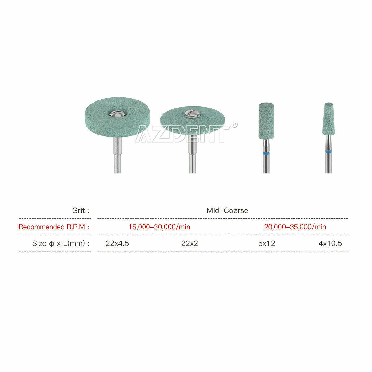 4pcs/set Dental Lab Ceramic Diamond Grinder Zirconia Porcelain Polisher 2.35mm