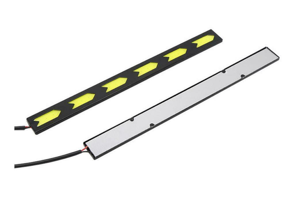 2x Arrow Shape COB White LED Light Car Daytime Running Driving Light DRL Lamp