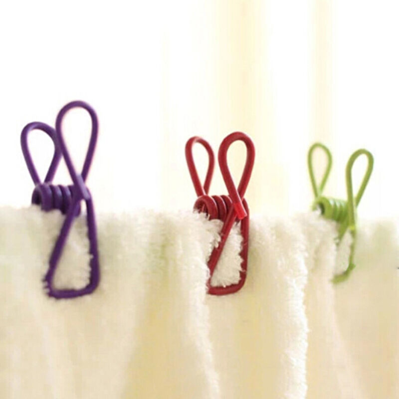 New Metal Clamp Clothes Laundry Hangers Strong Grip Washing Line Pin Pegs.l8
