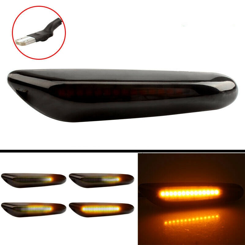 For BMW E46 E90 E60 E91 E92 E93 E82 Smoke Dynamic LED Side Marker Light Pair