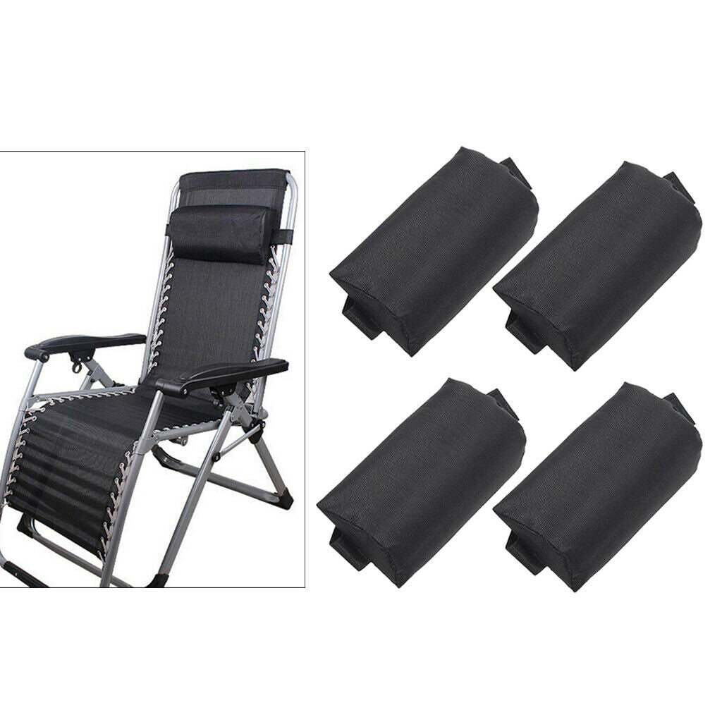 Qty 4 Folding Recliner Chairs Removable Head Pillow for Outdoor Sun Lounger