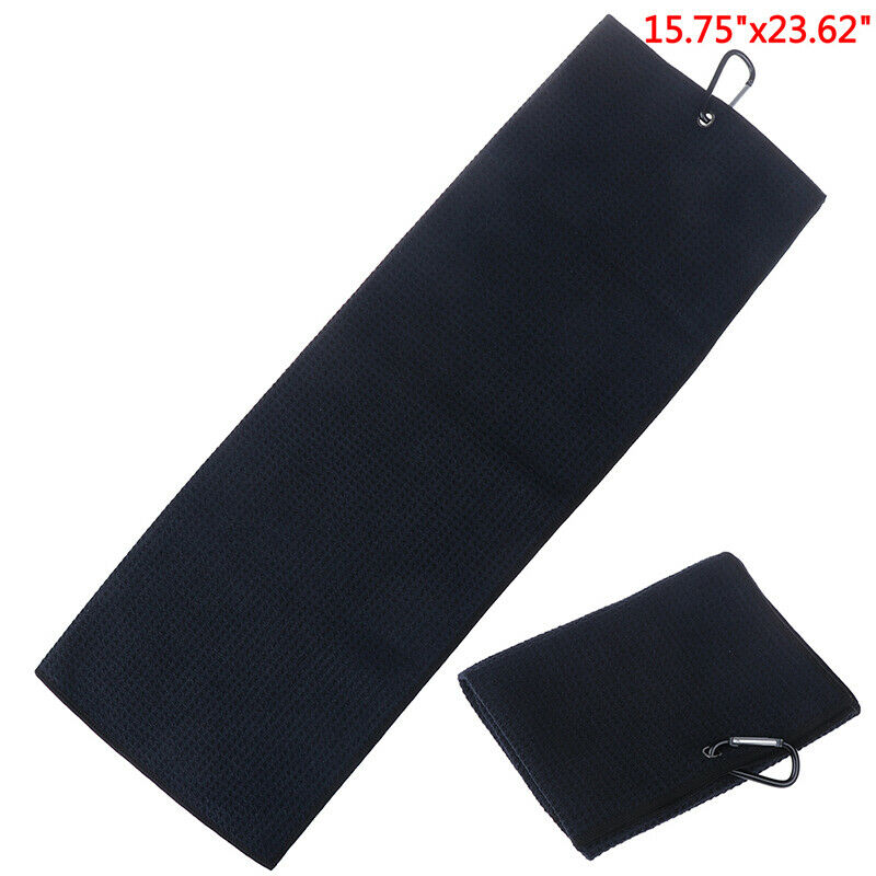 Trifold Microfiber Golf Towel 16" x 24" With Hook Cleans Clubs Balls Hand.l8