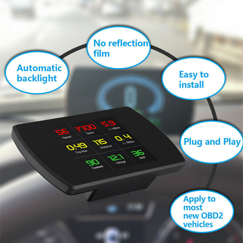Universal HUD Head-up Display Car OBD2 Smart Digital Speedometer Speed Alarm