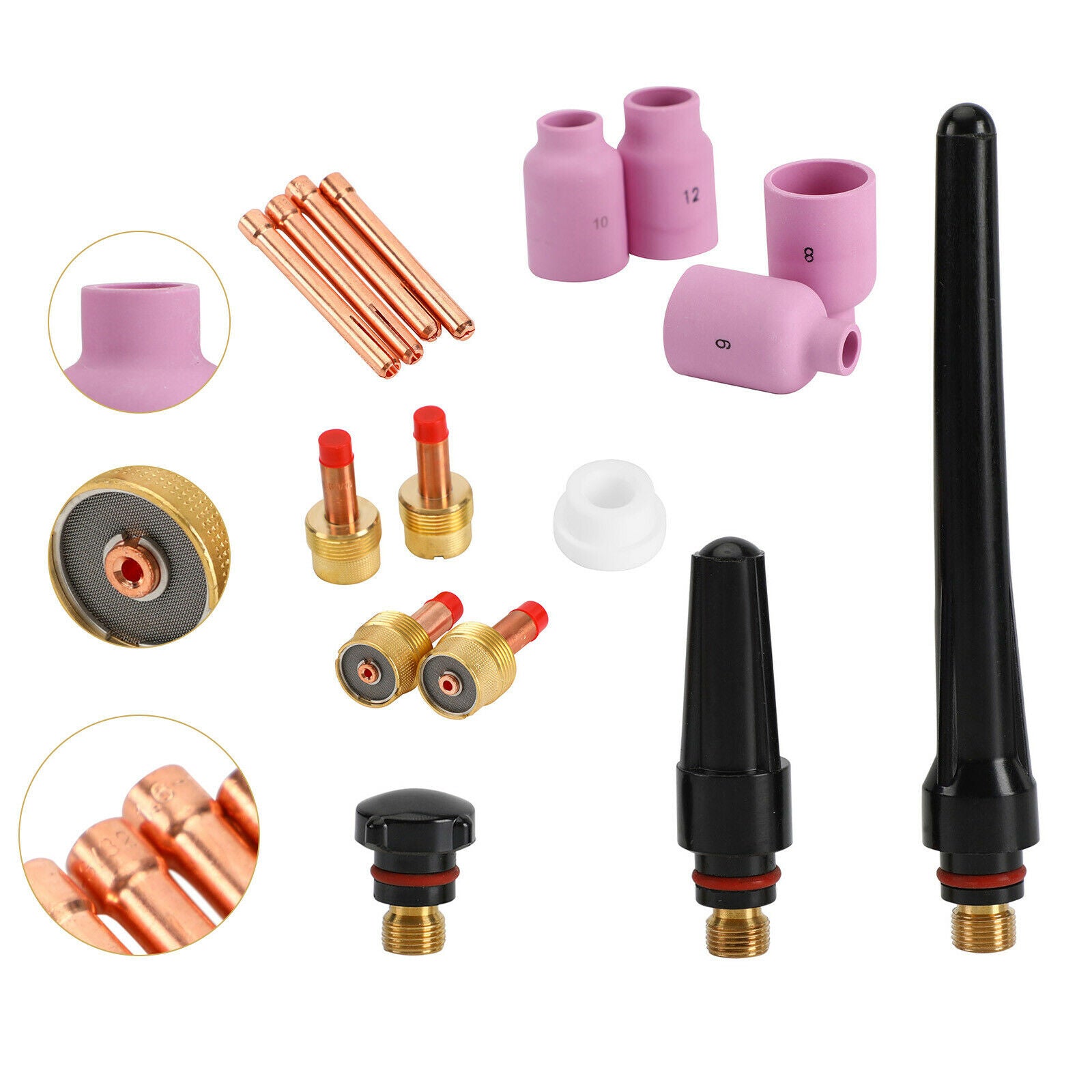 16Pcs Tig Welding Gas Lens Accessory Kit .020~1/8 For Torch 17/18/26 T7