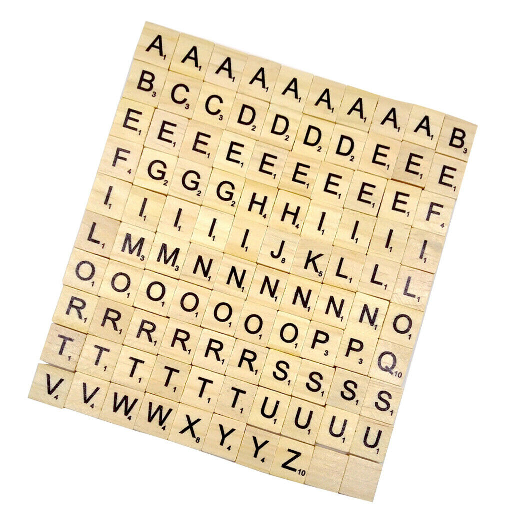 100pcs wooden alphabet puzzle tiles black letters & numbers for that