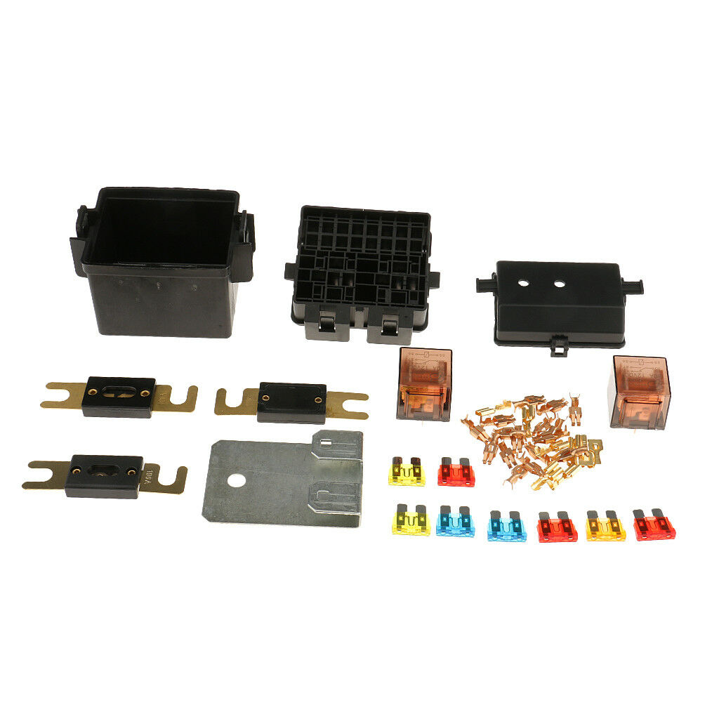 12V 2Way Circuit Car Boat Auto Automotive Relay  Fuse Box Holder Kits