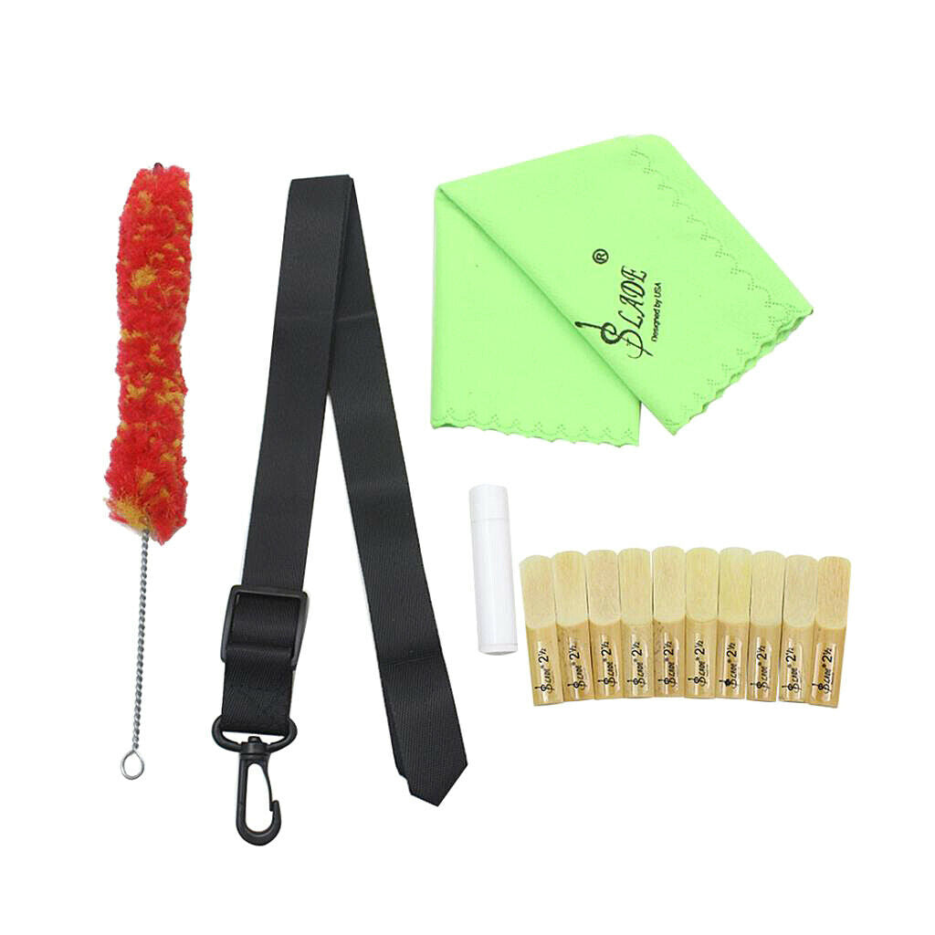 5 In 1 Clarinet Accessory Kit Brush Cork Grease Cleaning Cloth Reed Strap