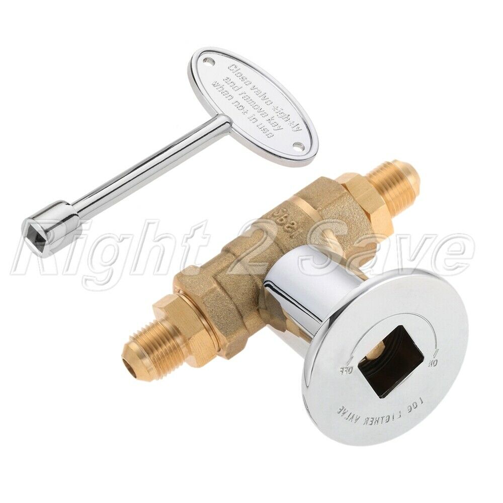 1/2"NPT Straight 1/4 Turn Shut Off Ball Valve Brass Chrome NG LP Gas Fire Pit