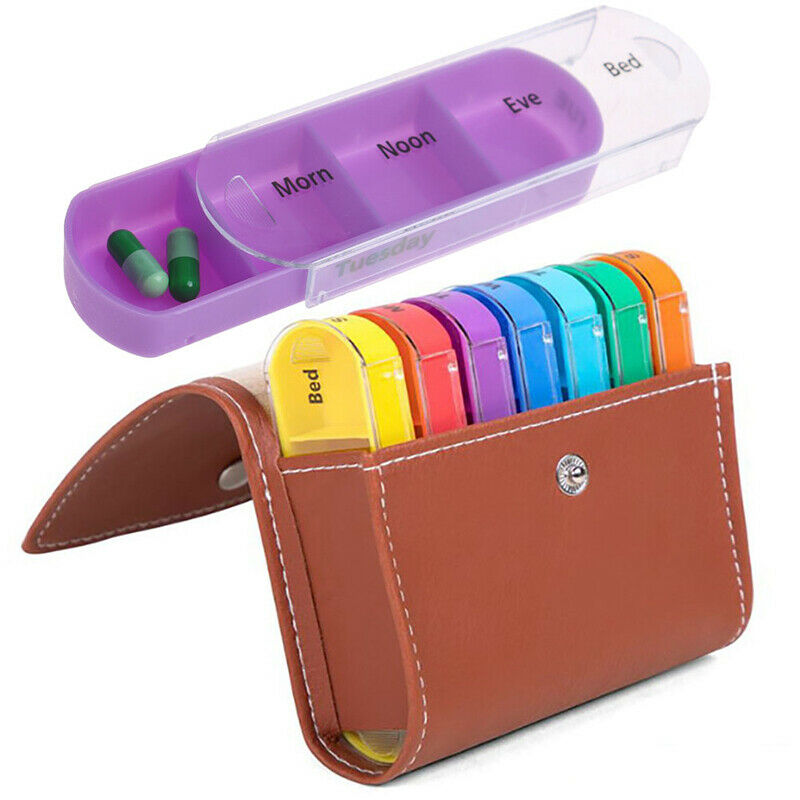 Weekly Pill Organizer Dispenser Box Wallet Medicine Travel Case 28 Compartmentsâˆš