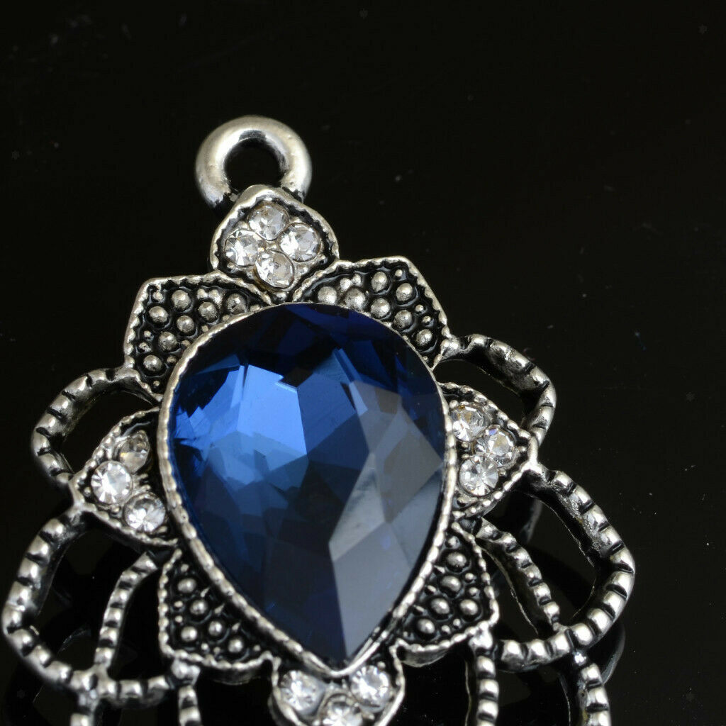 10x Flower Rhinestone Charms Pendants for DIY Necklace Jewelry Findings