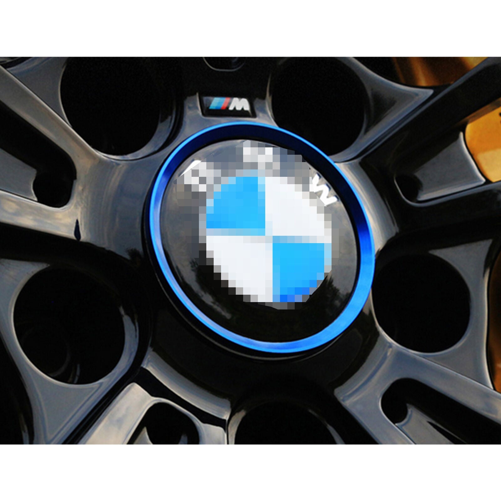 4pcs Blue Alloy Car Wheel Rim Center Cap Hub Rings Decoration BMW 1 3 5 7 Series
