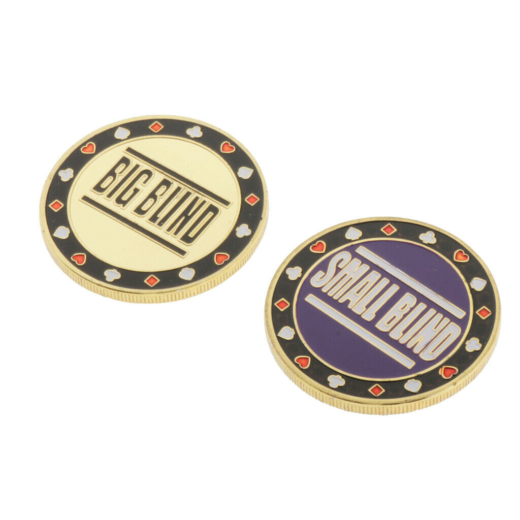2pcs Metal Poker Dealer Chips Blind Texas Holdem Casino Blackjack Game