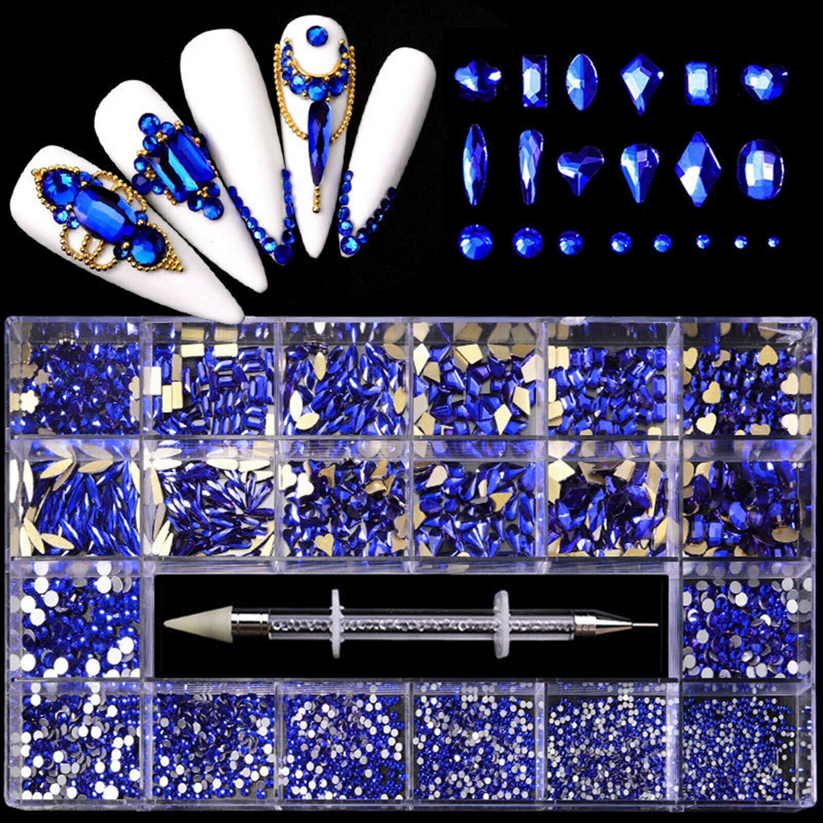 Nail Art Rhinestones Gems Diamonds Beads DIY Jewels Decoration Supplies