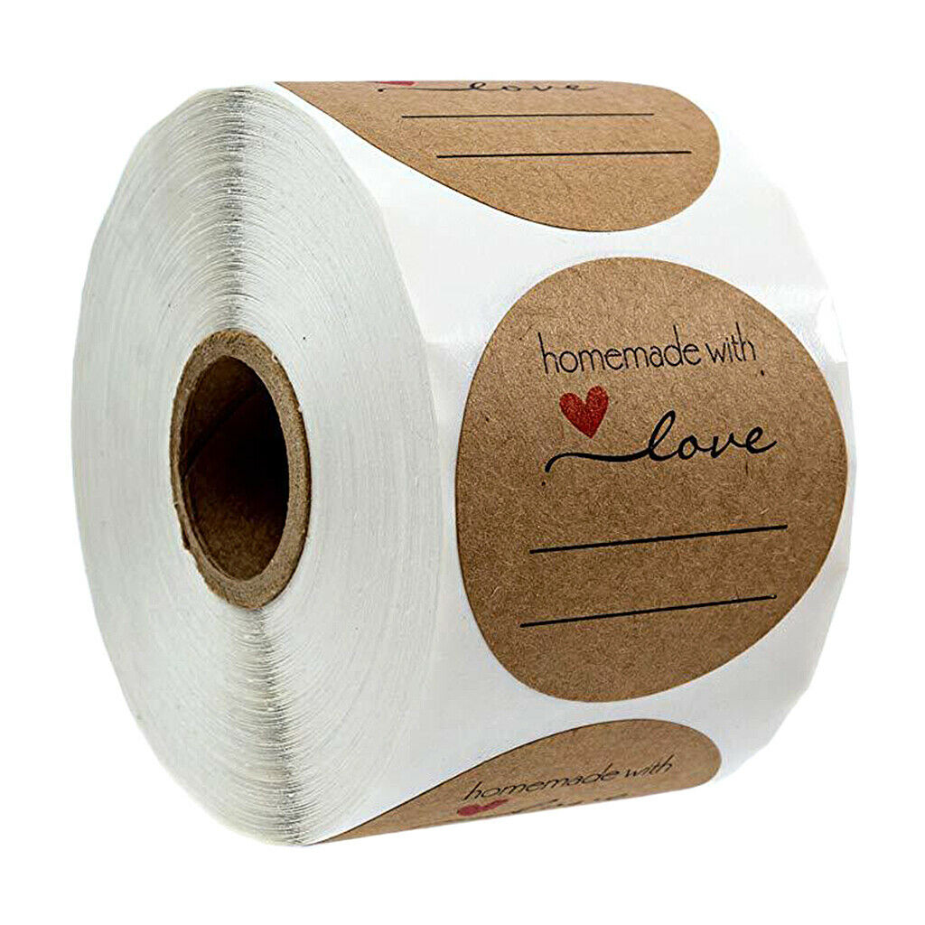 Decorative Sealing Stickers Homemade with Love Labels Roll,500-Pack 1 inch Round
