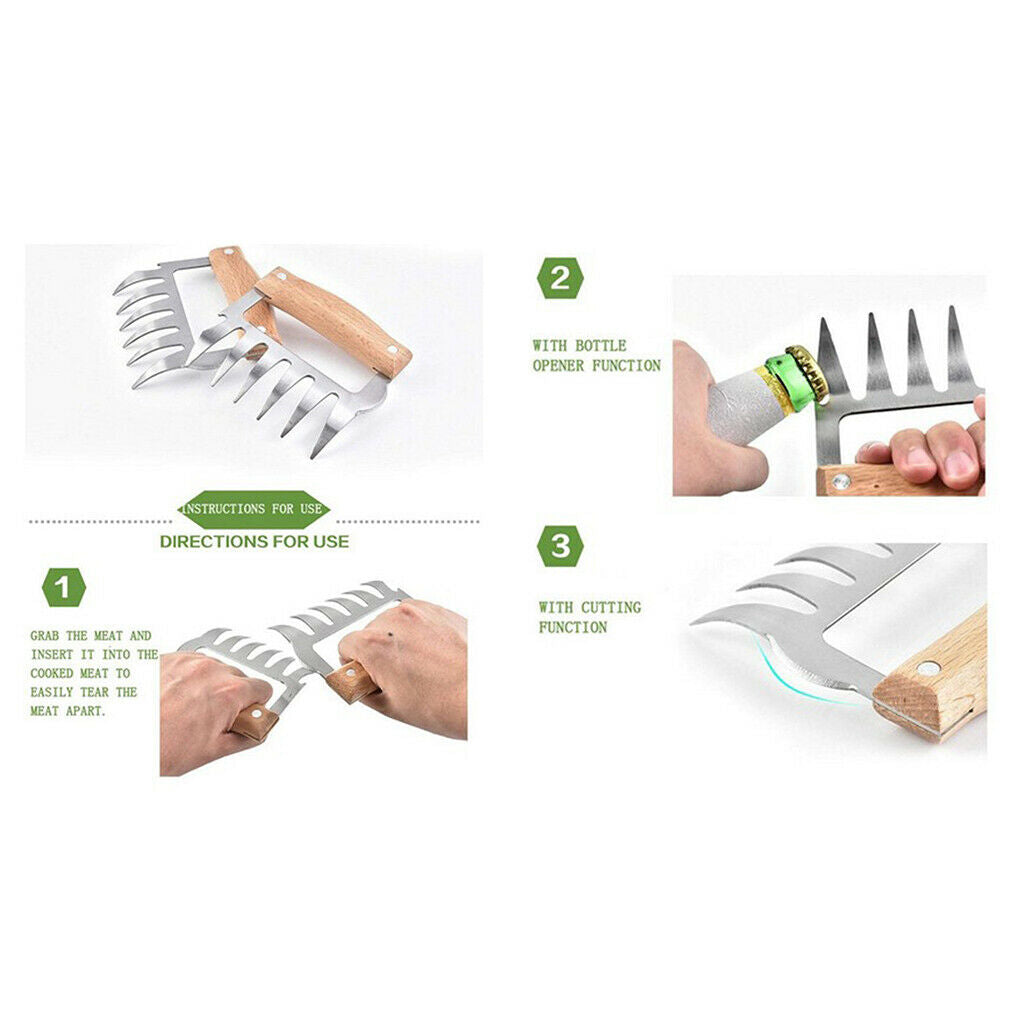 2Pcs Heat Resistance Bear Claws Clamp Meat Claw BBQ for Shredding Tearing