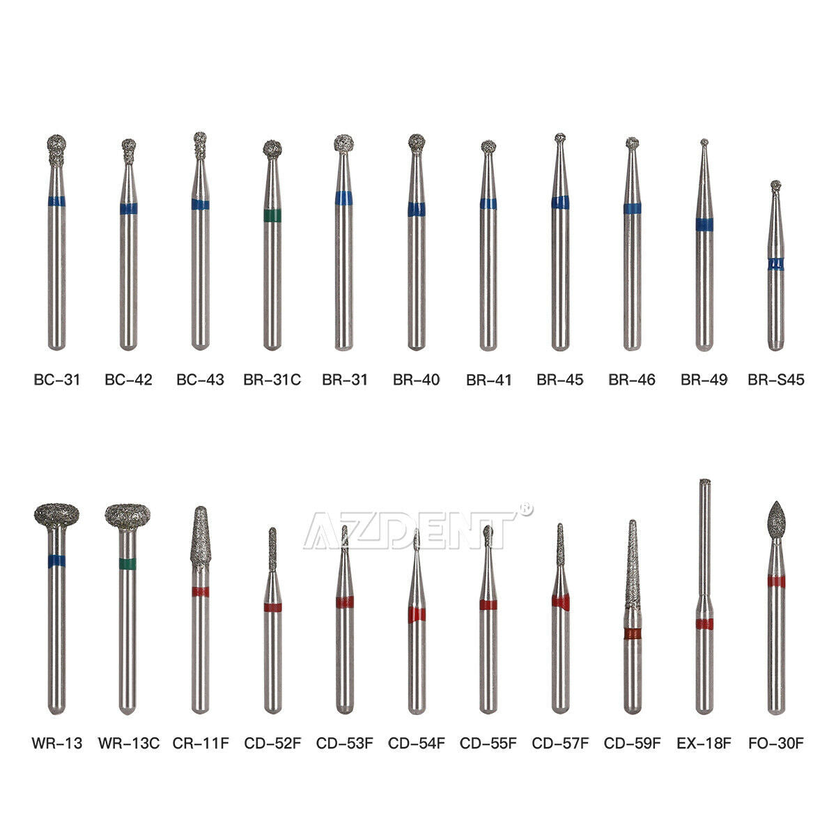 200 Pcs Dental MANI Diamond Burs Drill Tips For High Speed Handpiece 5pcs/Pack